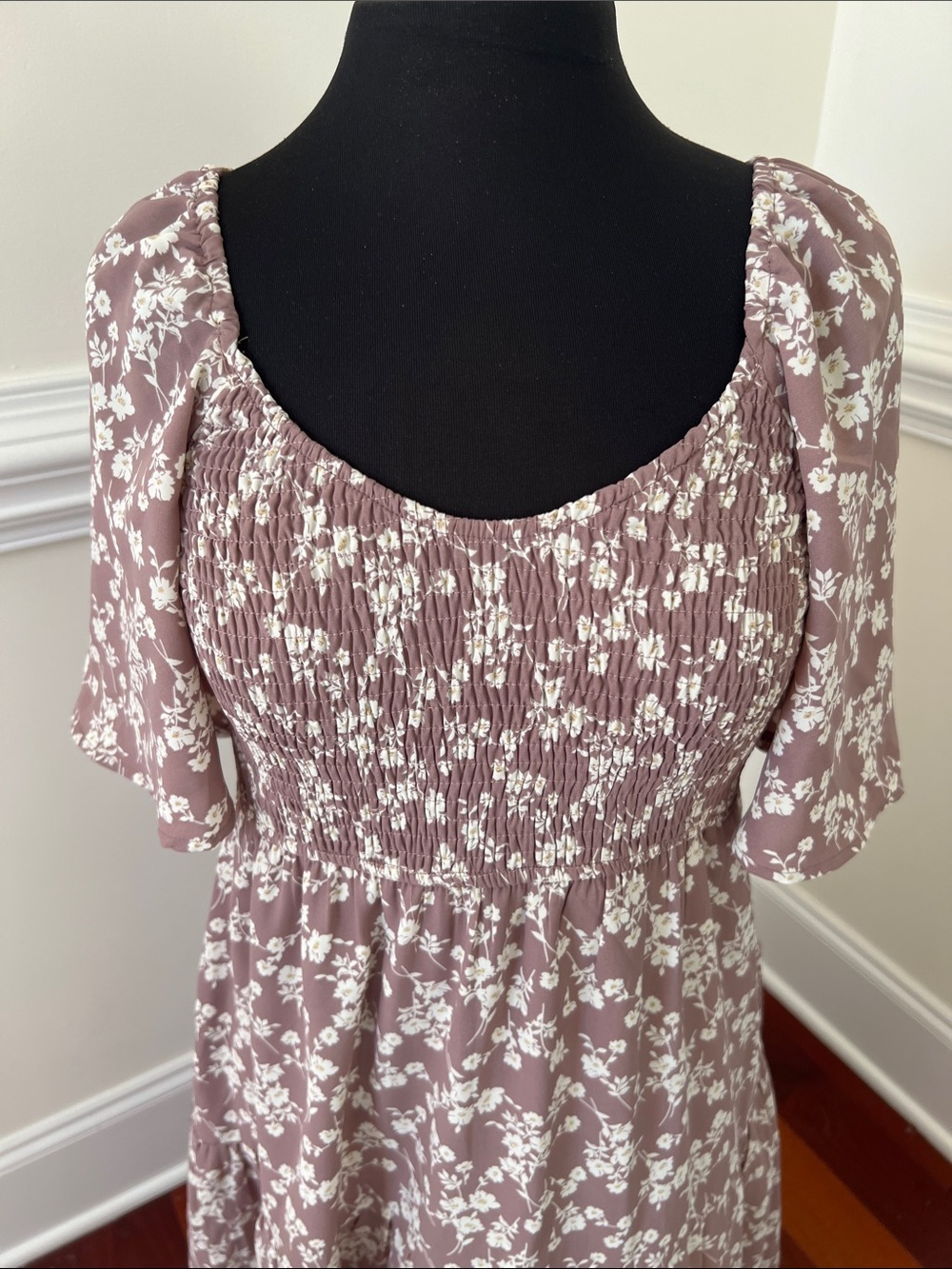Wishlist Mauve Floral Midi Dress with White Print - Picture 2 of 6